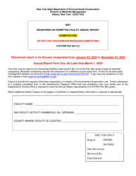 Registered or Permitted Compost Facility Annual Report - New York