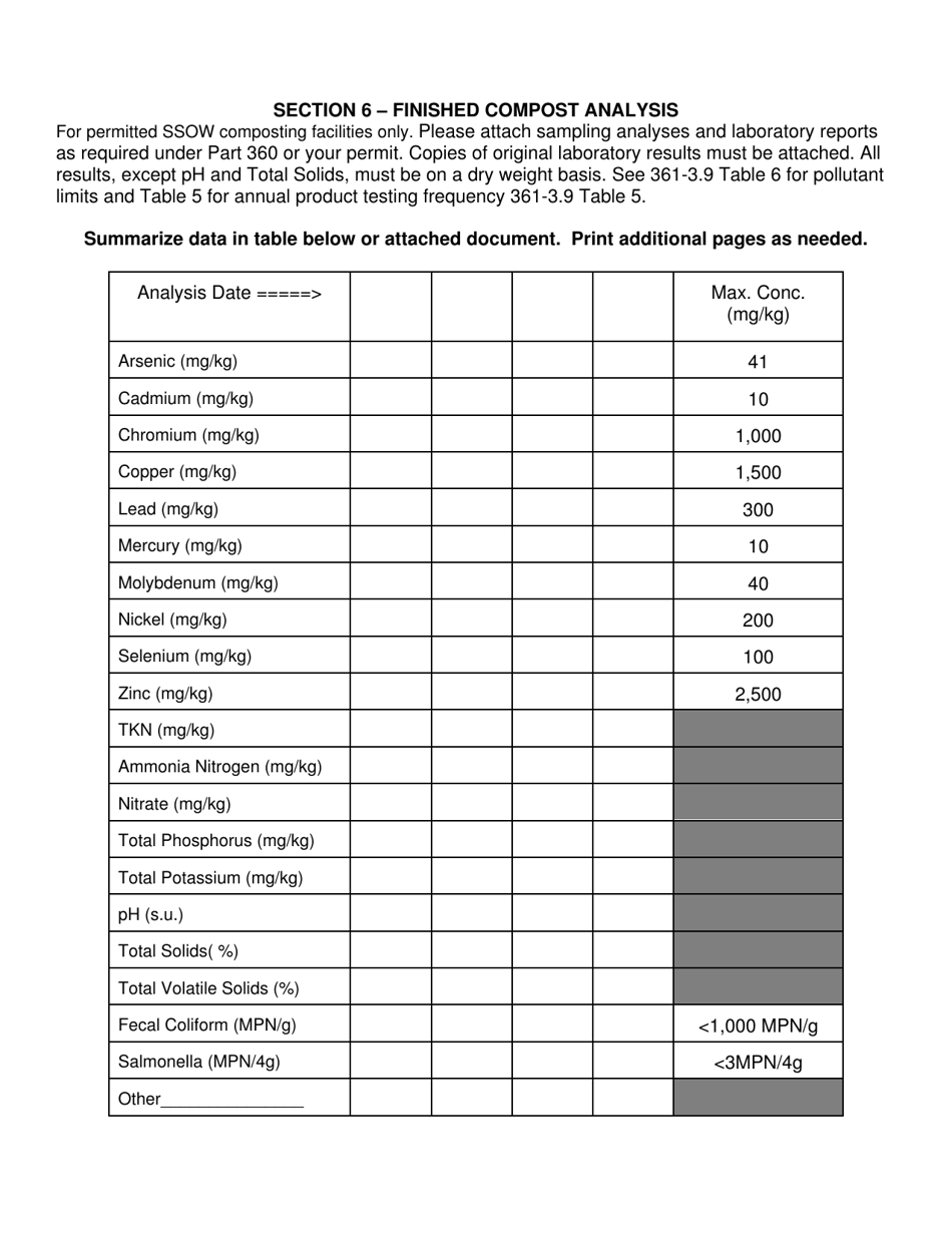 Registered or Permitted Compost Facility Annual Report - New York, Page 6