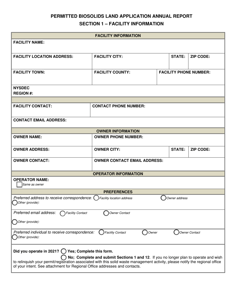 Permitted Biosolids Land Application Annual Report - New York, Page 2