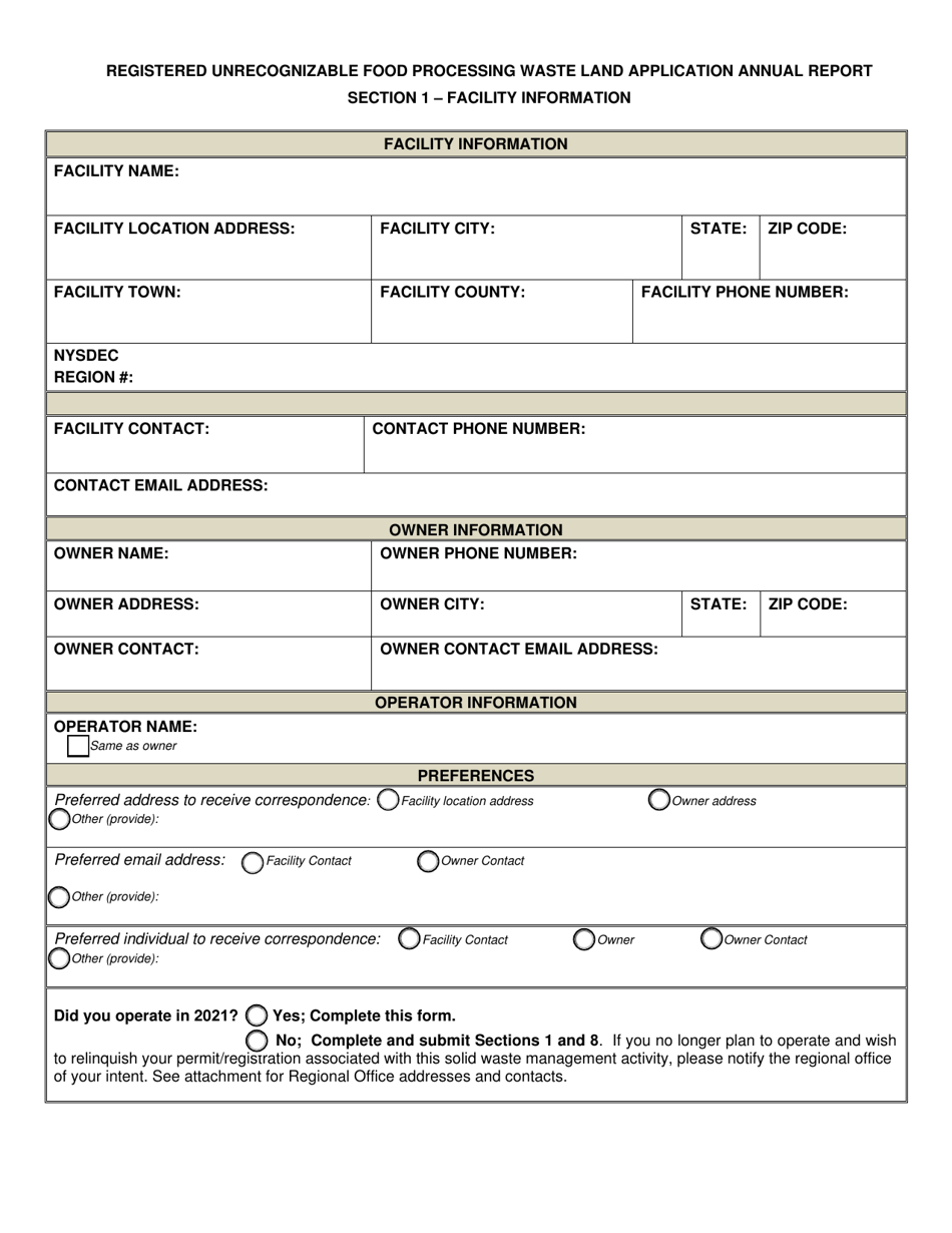 Registered Unrecognizable Food Processing Waste Land Application Annual Report - New York, Page 2