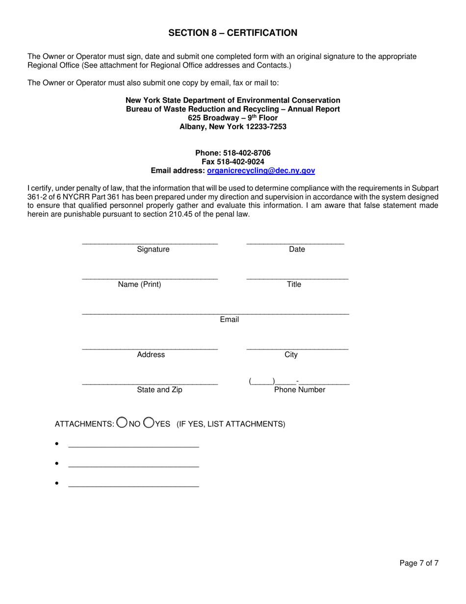 Registered Unrecognizable Food Processing Waste Land Application Annual Report - New York, Page 7