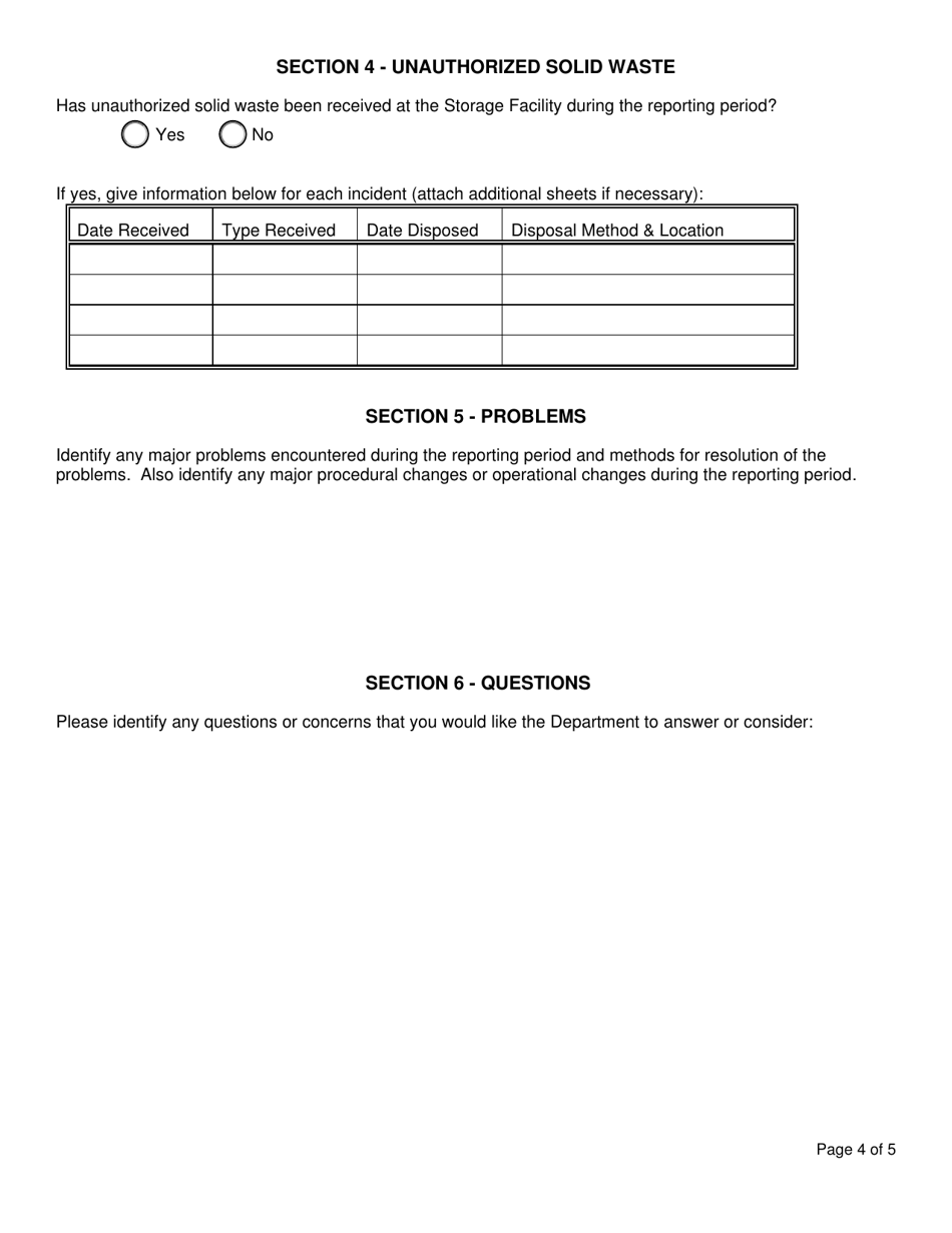 Registered Recognizable Food Processing Waste Storage Facility Annual Report - New York, Page 4