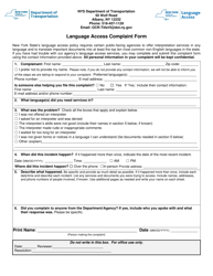 Document preview: Language Access Complaint Form - New York