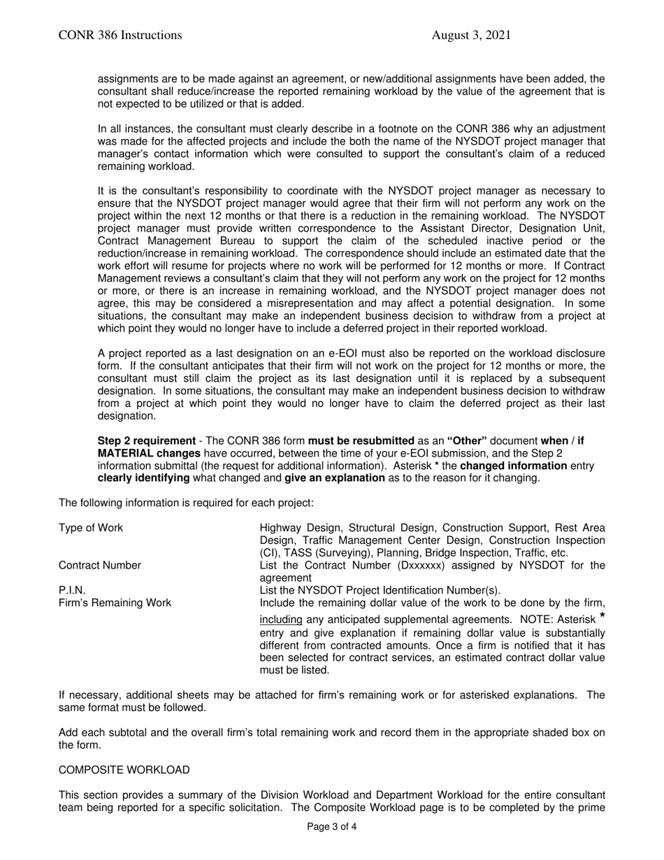 Instructions for Form CONR386 Current Workload and Last Designation Disclosure - New York, Page 3