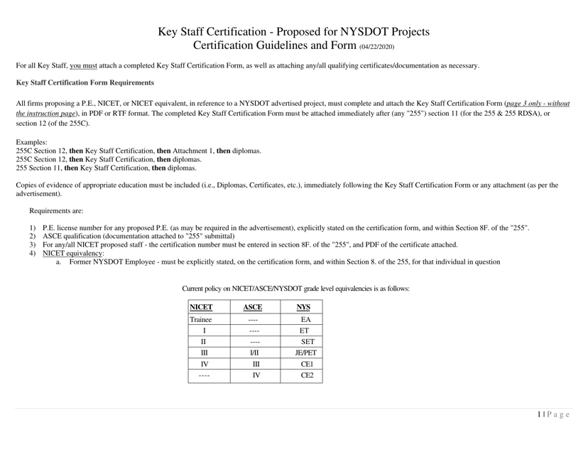 Key Staff Certification Form - New York Download Pdf