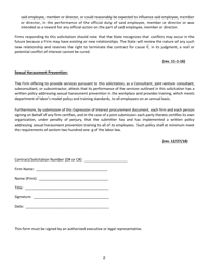 Vendor Assurance of No Conflict of Interest and Sexual Harassment Prevention - New York, Page 2