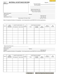 Form MURK14-1 Material Acceptance Record - One Item Multiple Materials - New York