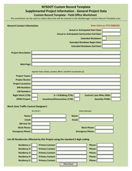 Custom Record Template - General Project Data - New York