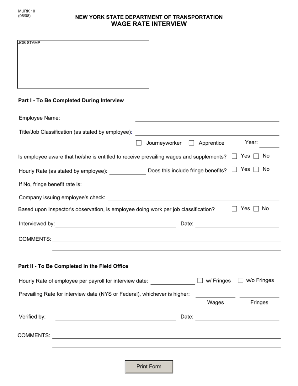 Form MURK10 - Fill Out, Sign Online and Download Fillable PDF, New York ...