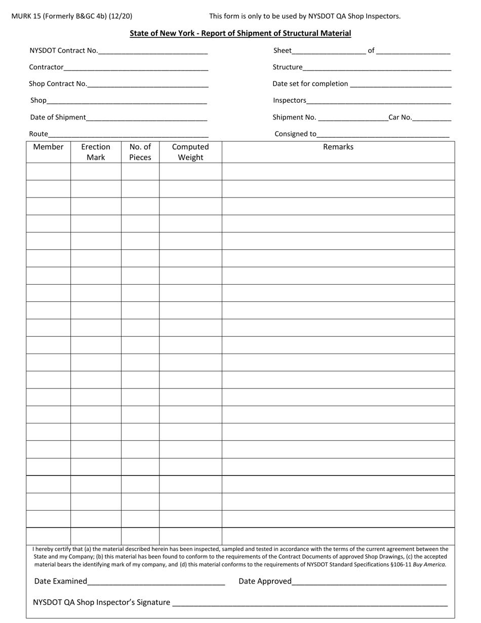 Form MURK15 - Fill Out, Sign Online and Download Printable PDF, New ...