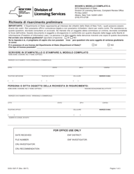 Document preview: Form DOS-1507-IT Preliminary Statement of Complaint - New York (Italian)