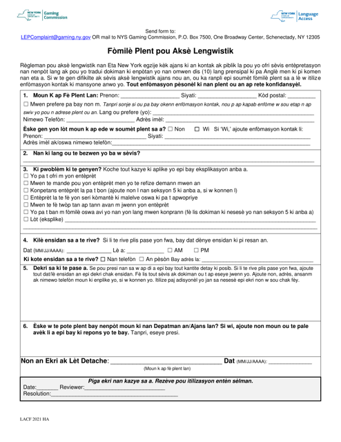 Language Access Complaint Form - New York (Haitian Creole) Download Pdf