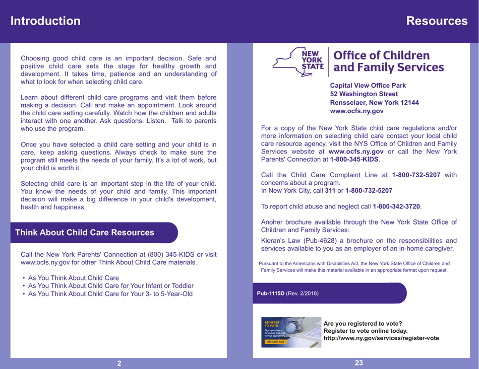 Form PUB-1115D As You Think About Child Care for Your School-Age Child - New York, Page 2