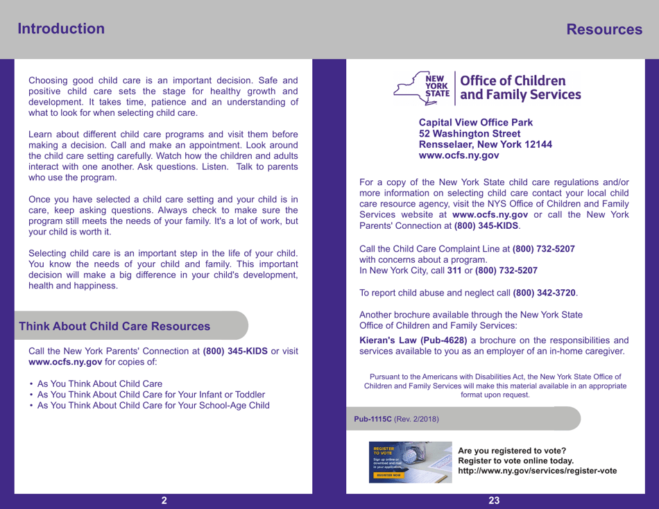 Form PUB-1115C As You Think About Child Care for Your 3- to 5-year-Old - New York, Page 2