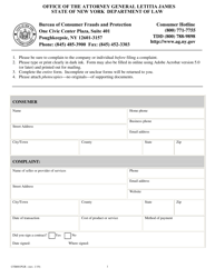 Form CFB001PGR Poughkeepsie Complaint Form - New York