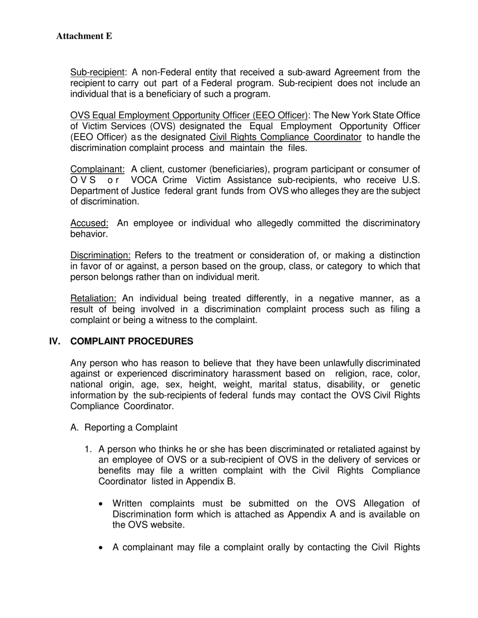 Attachment E Ovs Voca Discrimination Complaint Policies and Procedures - New York, Page 3