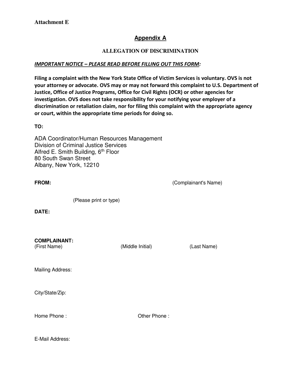 Attachment E Ovs Voca Discrimination Complaint Policies and Procedures - New York, Page 7