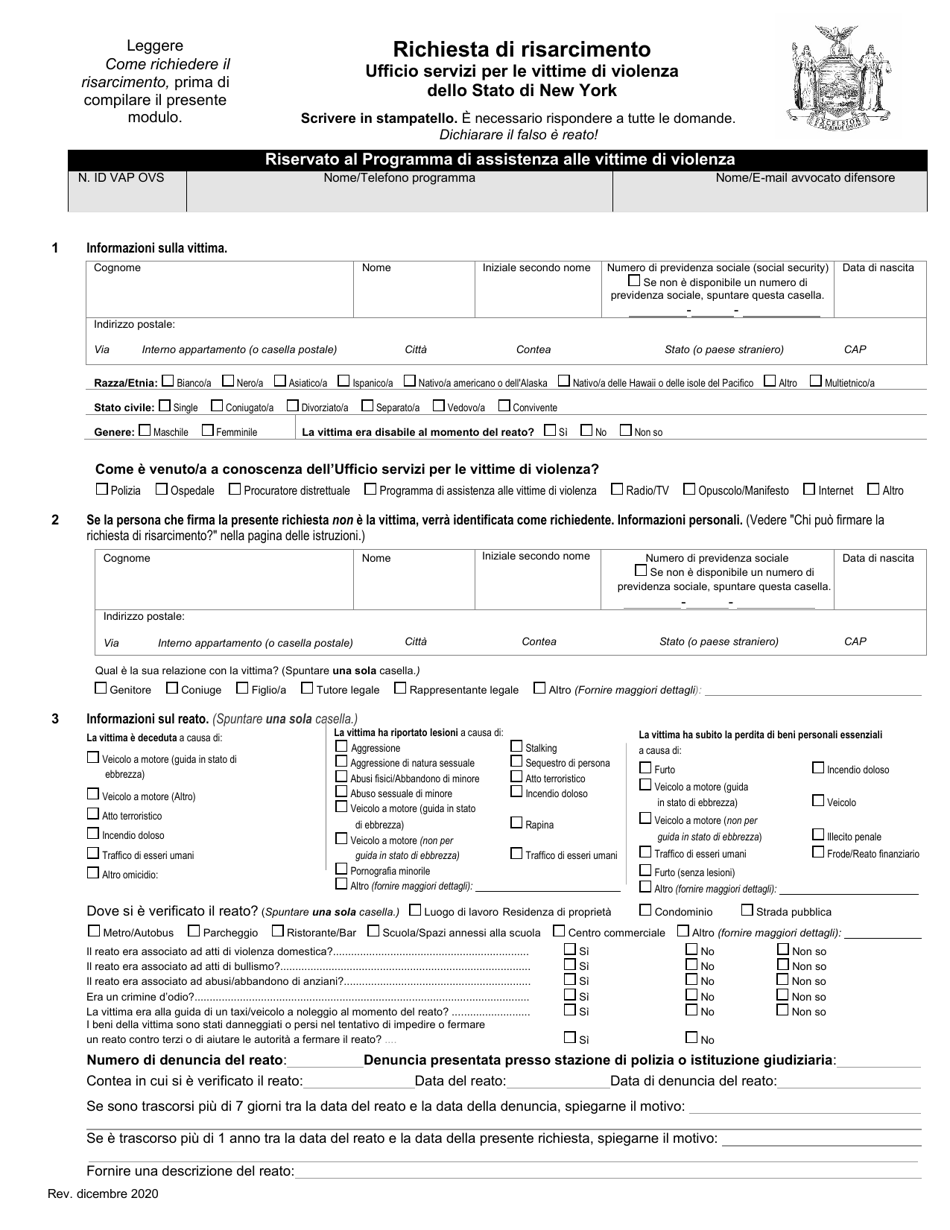 Claim Application - New York (Italian), Page 3