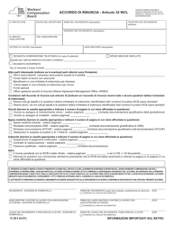 Document preview: Form C-32 Waiver Agreement - Section 32 Wcl - New York (Italian)