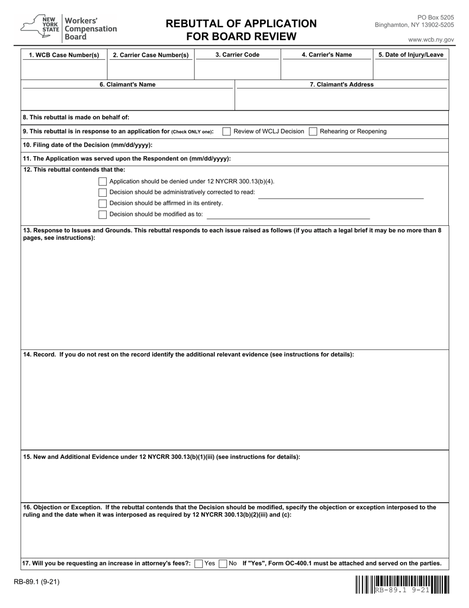 Form RB-89.1 Rebuttal of Application for Board Review - New York, Page 3