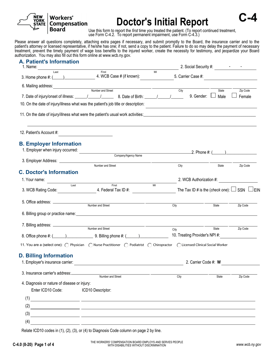 Form C-4 Doctors Initial Report - New York, Page 1