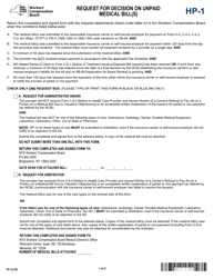 Form HP-1 Request for Decision on Unpaid Medical Bill(S) - New York
