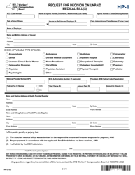 Form HP-1 Request for Decision on Unpaid Medical Bill(S) - New York, Page 2