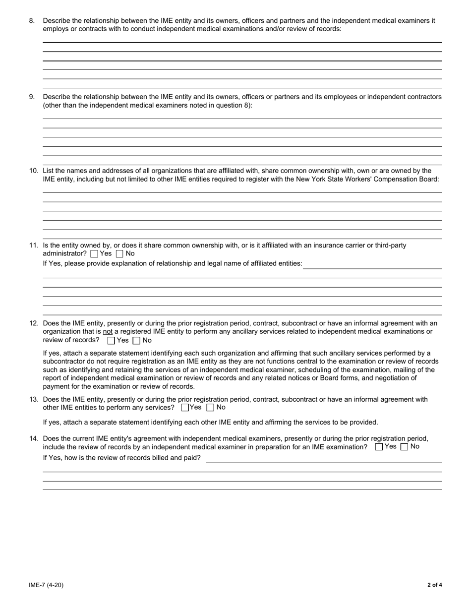 Form IME-7 Statement of Registration - New York, Page 2