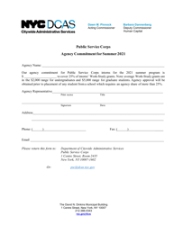 Document preview: Agency Summer Commitment Form - New York City, 2021