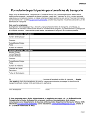 Document preview: Formulario De Participacion Para Beneficios De Transporte - New York City (Spanish)