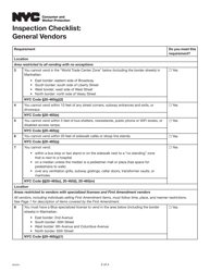Inspection Checklist: General Vendors - New York City, Page 2