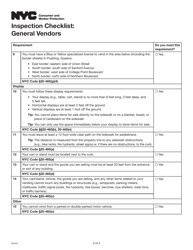 Inspection Checklist: General Vendors - New York City, Page 3