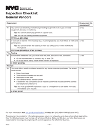 Inspection Checklist: General Vendors - New York City, Page 4