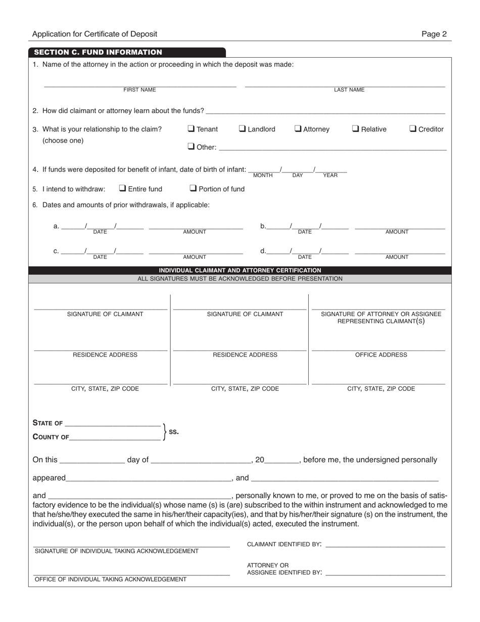 Application for Certificate of Deposit - New York City, Page 2