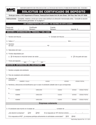 Document preview: Solicitud De Certificado De Deposito - New York City (Spanish)