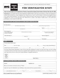 Document preview: Form TREA-0607 Signature Verification Form - New York City (Haitian Creole)