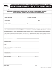 Document preview: Formulario TREA-0914 Reconocimiento De Deduccion De Tasa Administrativa - New York City (Spanish)