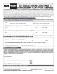 Document preview: Cash Bail Refund Change of Address Notice - New York City (French)