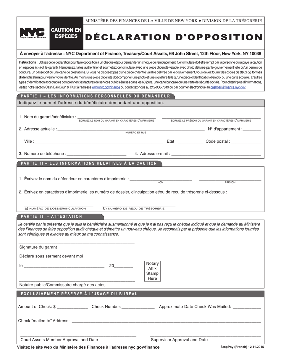 New York City Stop Payment Affidavit - Fill Out, Sign Online and ...