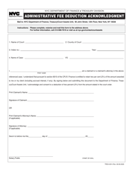 Document preview: Form TREA-0914 Administrative Fee Deduction Acknowledgment - New York City
