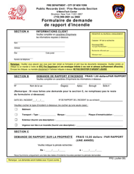 Form PR2 Fire Incident Report Request Form - New York City (French)