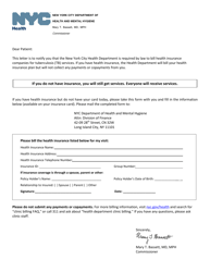 Document preview: Tuberculosis Insurance Billing Notification Letter - New York City