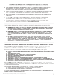 Form VR67 &quot;Birth Certificate Application&quot; - New York City (English/Spanish), Page 3