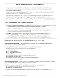 Form VR67 &quot;Birth Certificate Application&quot; - New York City (English/Spanish), Page 4