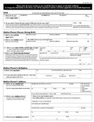 Form VR-203 Mother/Parent Worksheet - New York City, Page 2