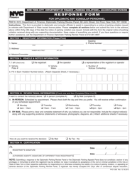 Document preview: Form PVO-1200 Response Form for Diplomatic and Consular Personnel - New York City