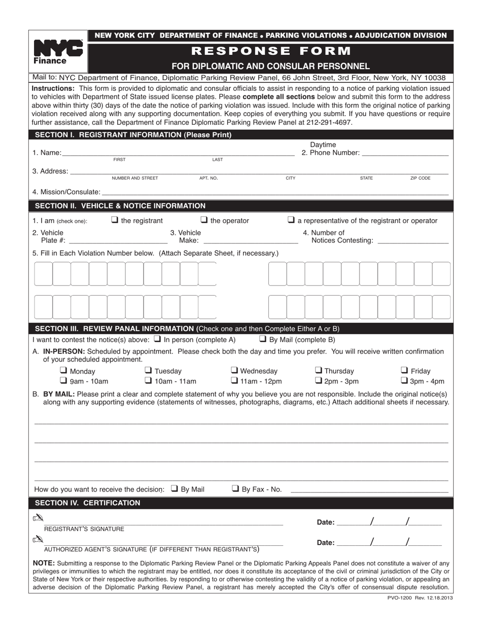 Form PVO-1200 - Fill Out, Sign Online and Download Printable PDF, New ...