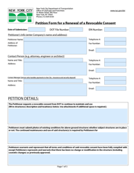 Document preview: Petition Form for a Renewal of a Revocable Consent - New York City