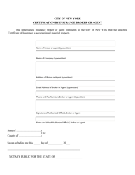 Certification by Insurance Broker or Agent - New York City, Page 2