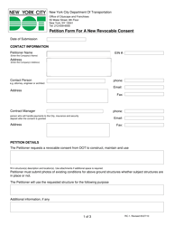 Document preview: Form RC-1 Petition Form for a New Revocable Consent - New York City